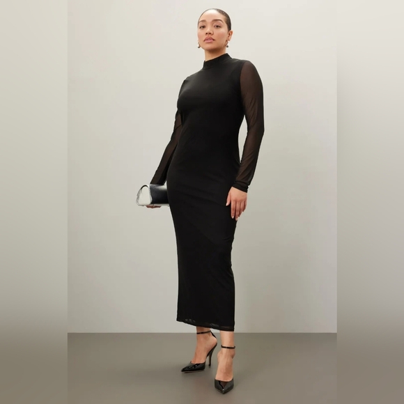 Saunders Collective Black Mesh Midi Dress Plus Size 14 - Picture 1 of 9